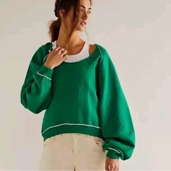 💚Free People•We The Free• Green Midnight Reversible Pullover Sweater💚 NWOT• $186 - Picture 2 of 4